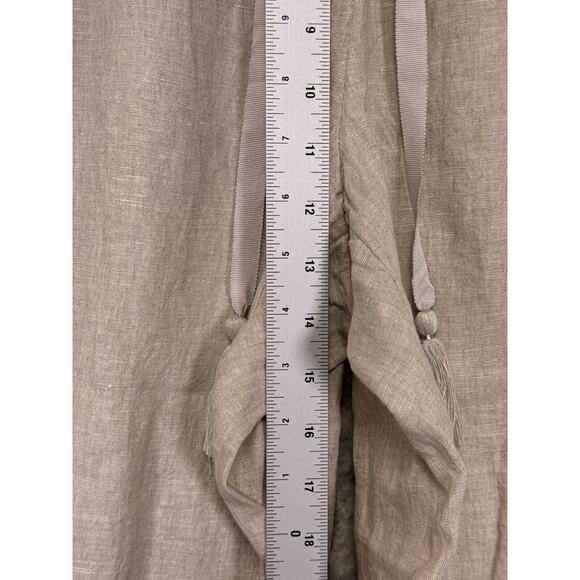 New J Crew Pants Large Womens Linen Drawstring Wide Leg Side Stripe Crop - Picture 4 of 8
